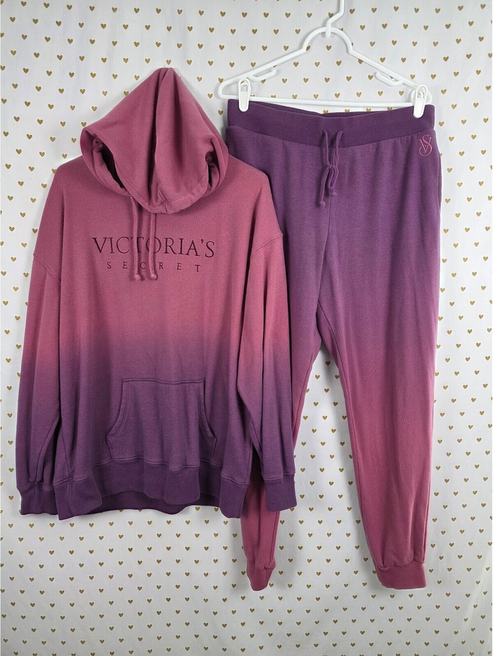 Victorias Secret Gradient Purple Pullover Sweats Outfit SET Sweatpants Outfit ML